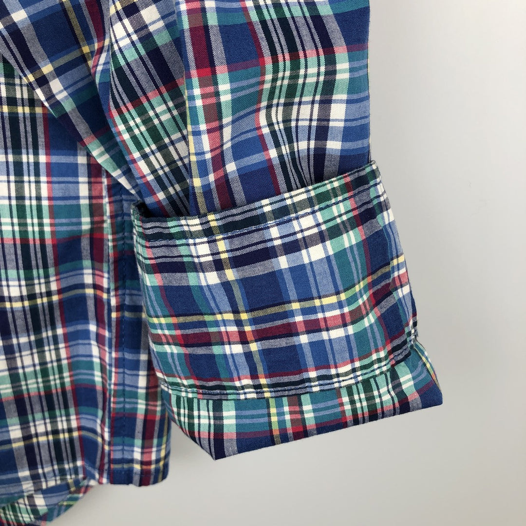 Ralph Lauren long-sleeved button-down check shirt, women's size M (approx.) cotton blue type Vintage Second Hand
