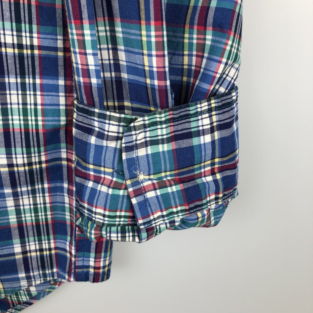 Ralph Lauren long-sleeved button-down check shirt, women's size M (approx.) cotton blue type Vintage Second Hand