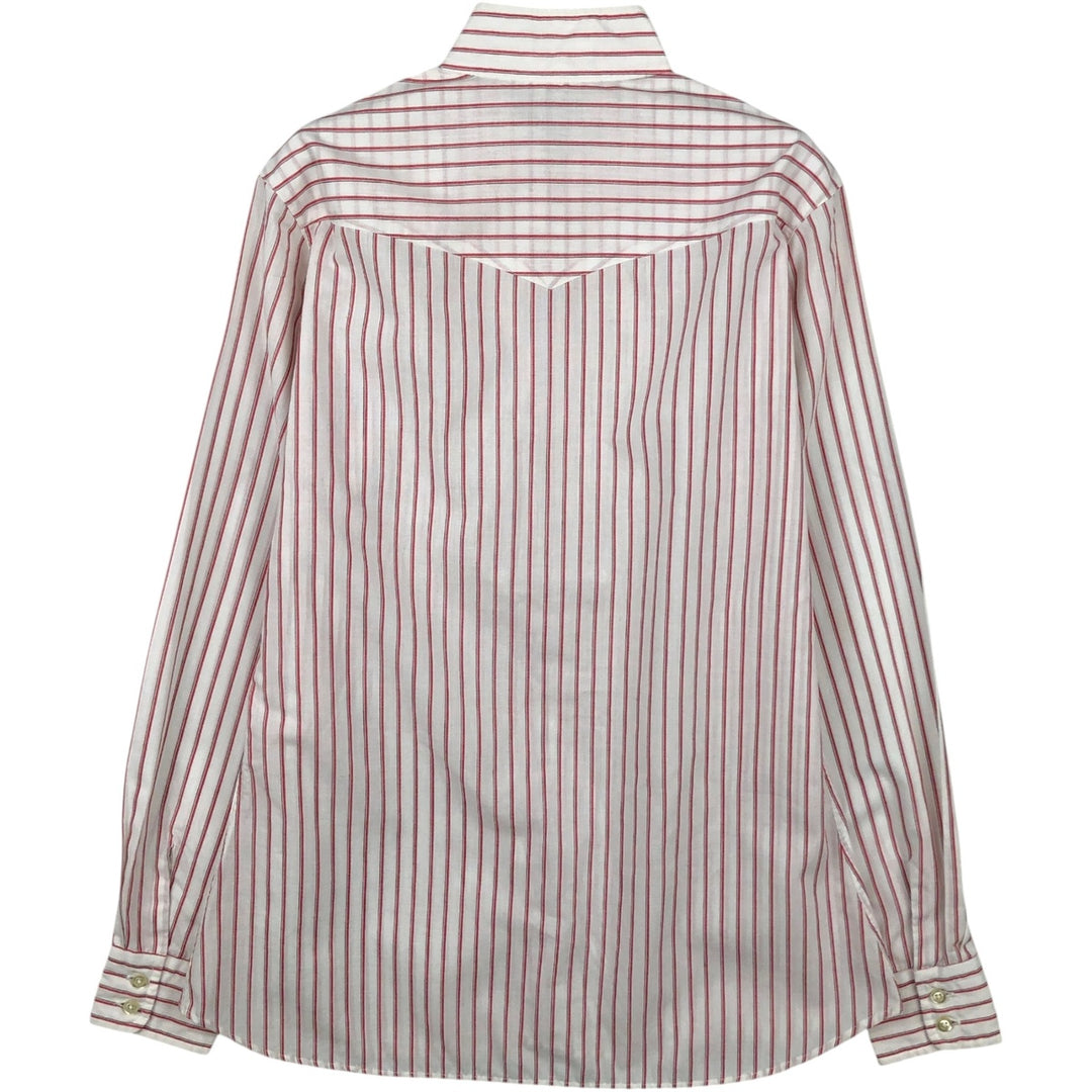 Chelsea Stand Collar Long Sleeve Poly/Cotton Stripe Shirt, Made in USA, Women's Size S (approx.) cotton white type Vintage Second Hand