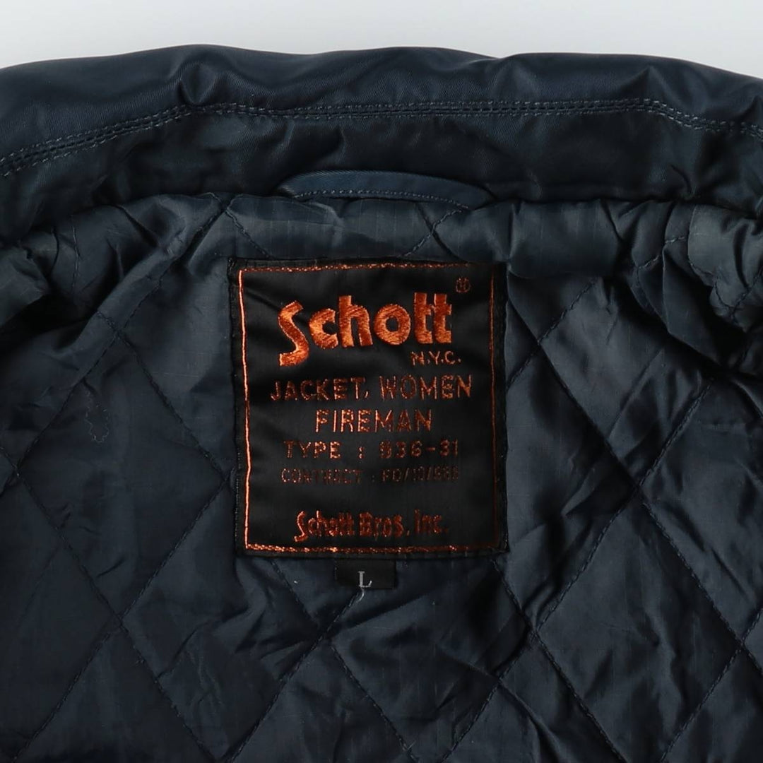 1990'S Schott padded fireman jacket, women's size L equivalent, vintage. unclear navy blue type Vintage Second Hand