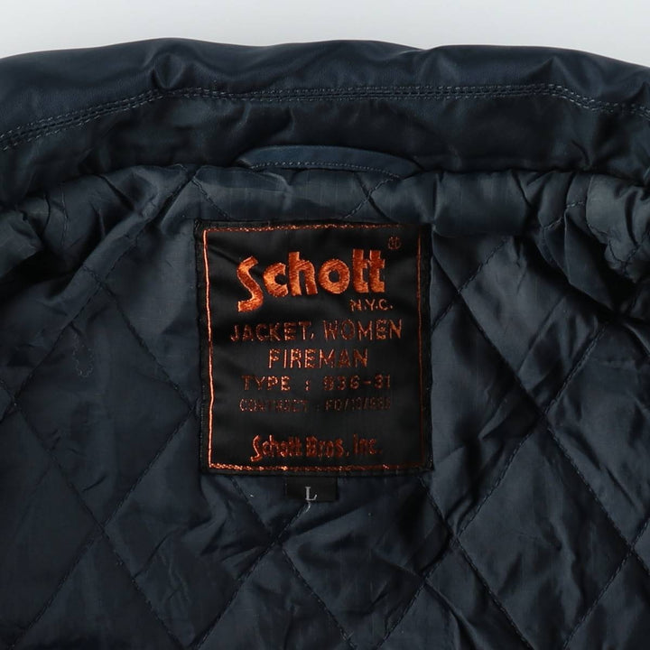 1990'S Schott padded fireman jacket, women's size L equivalent, vintage. unclear navy blue type Vintage Second Hand