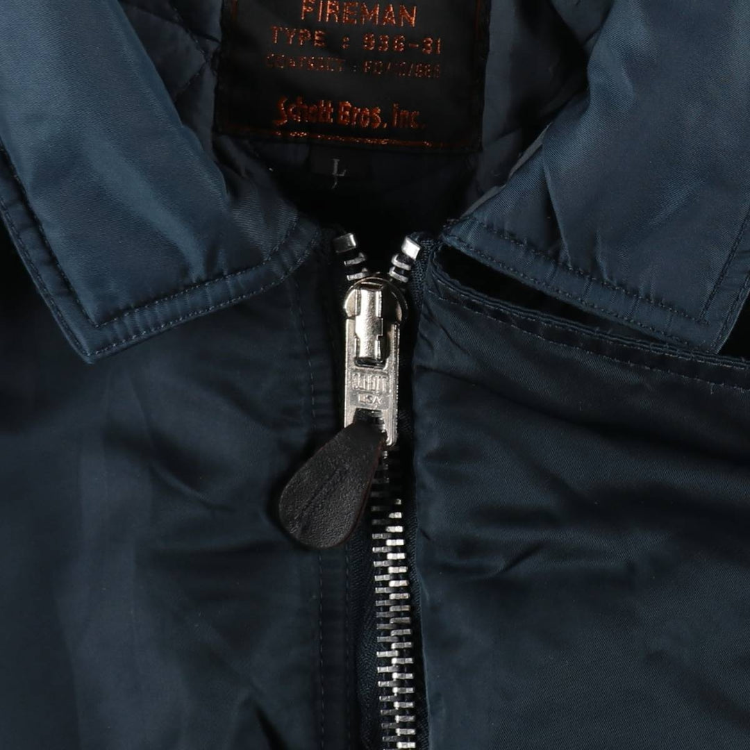 1990'S Schott padded fireman jacket, women's size L equivalent, vintage. unclear navy blue type Vintage Second Hand
