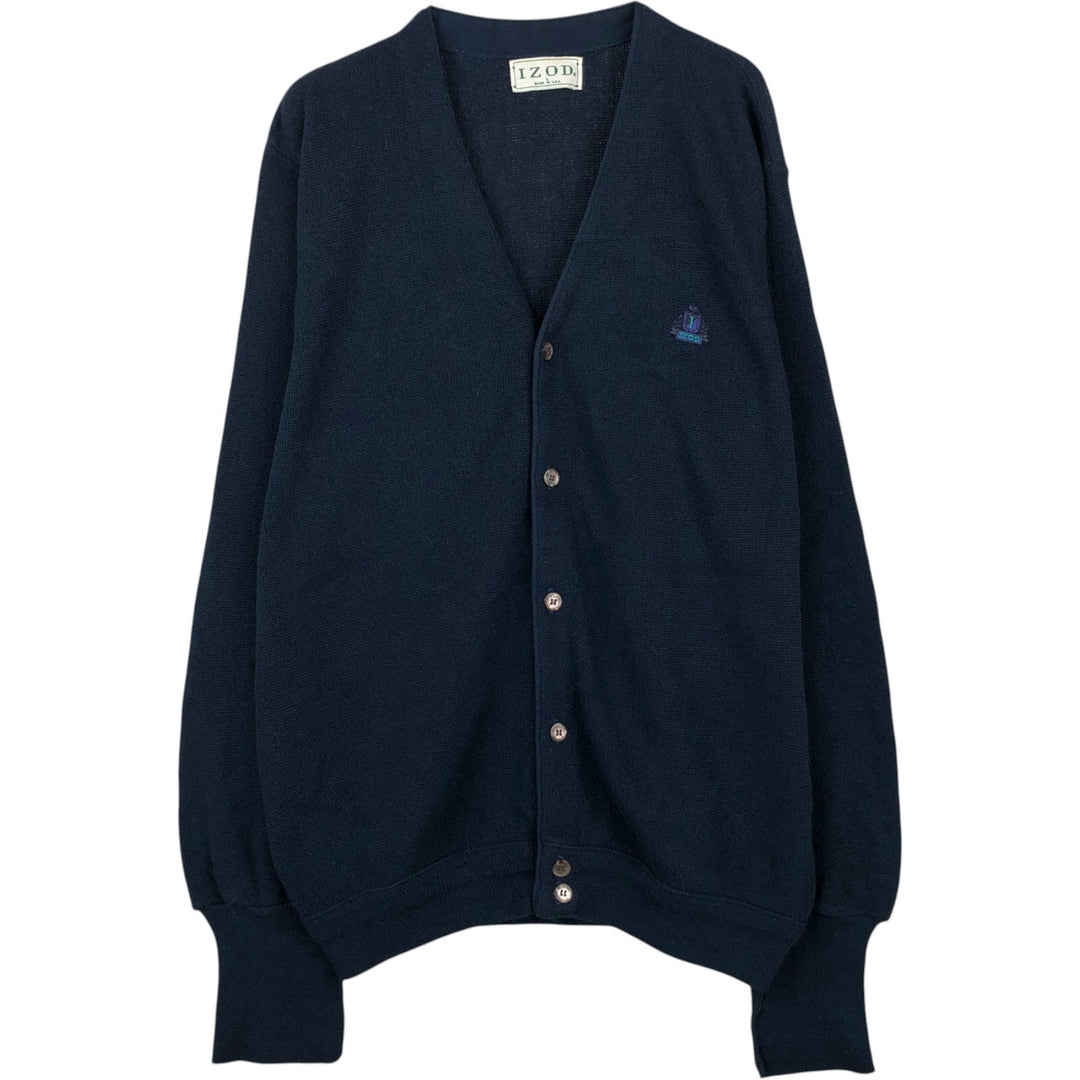 90'S IZOD acrylic knit cardigan, made in the USA, men's size L, vintage acrylic navy blue type Vintage Second Hand