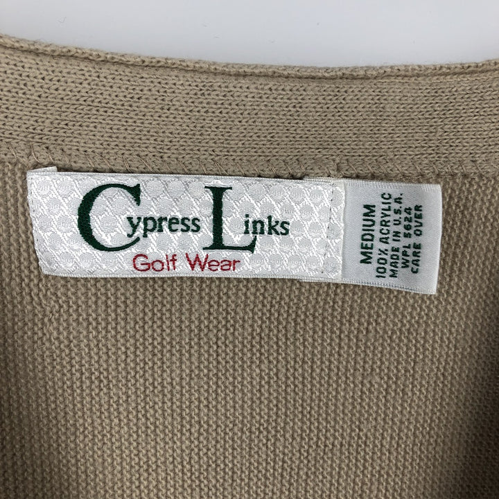 Cypress Links Acrylic Knit Cardigan, Made in USA, Men's Size M acrylic Beige type Vintage Second Hand