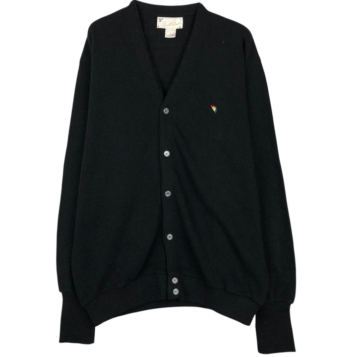 Arnold Palmer acrylic knit cardigan, made in the USA, men's size L equivalent. acrylic black type Vintage Second Hand