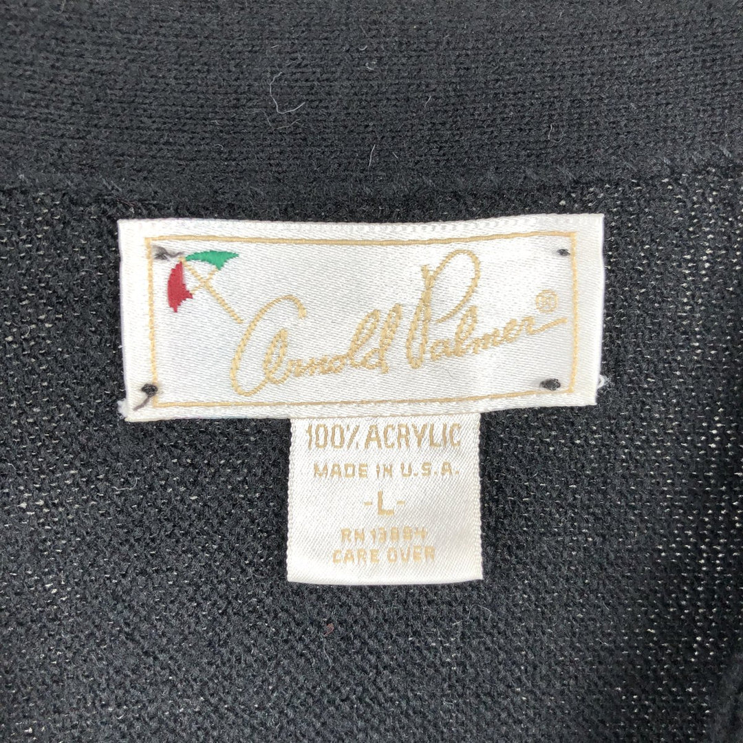 Arnold Palmer acrylic knit cardigan, made in the USA, men's size L equivalent. acrylic black type Vintage Second Hand