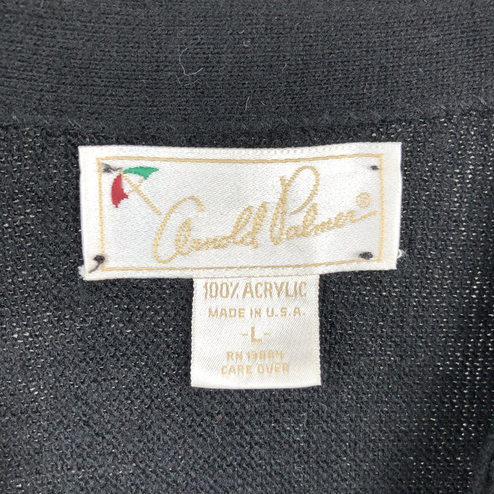 Arnold Palmer acrylic knit cardigan, made in the USA, men's size L equivalent. acrylic black type Vintage Second Hand