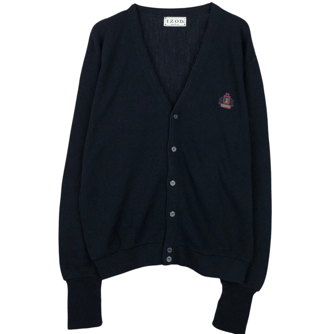 IZOD Acrylic Knit Cardigan Made in USA Men's Size L acrylic navy blue type Vintage Second Hand