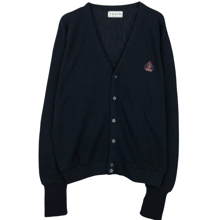 IZOD Acrylic Knit Cardigan Made in USA Men's Size L acrylic navy blue type Vintage Second Hand