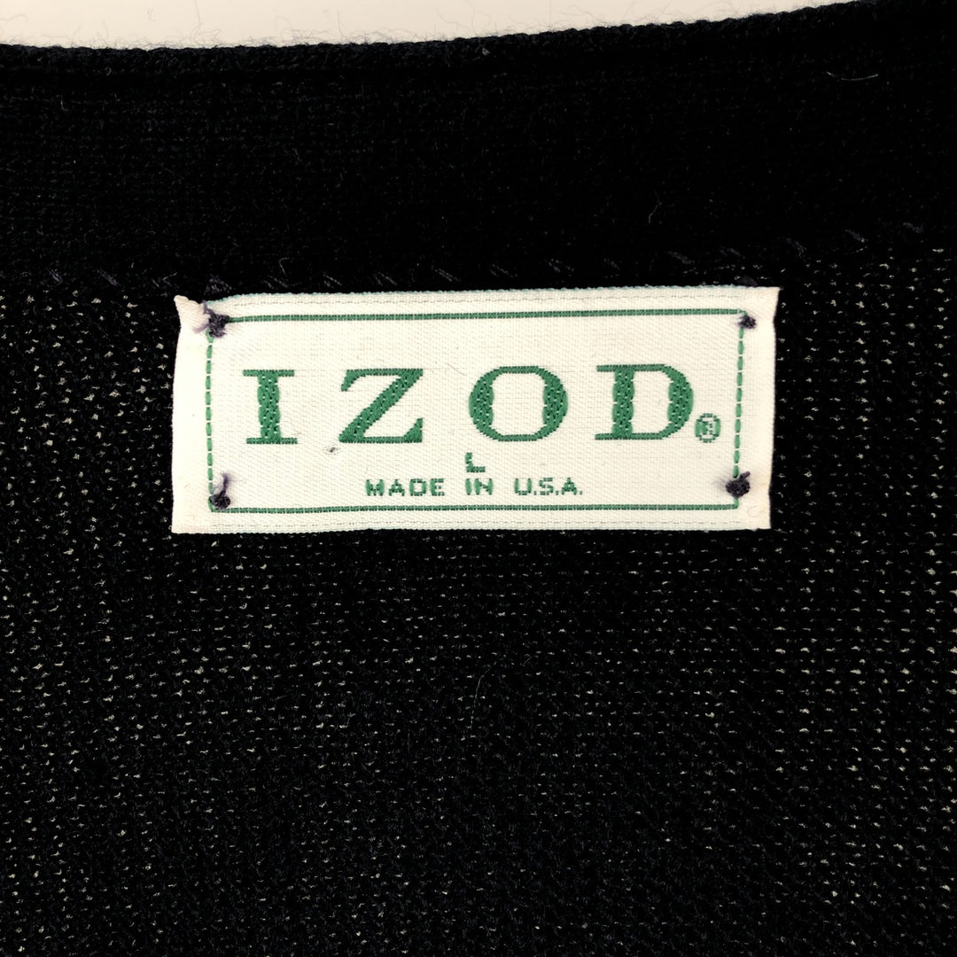 IZOD Acrylic Knit Cardigan Made in USA Men's Size L acrylic navy blue type Vintage Second Hand