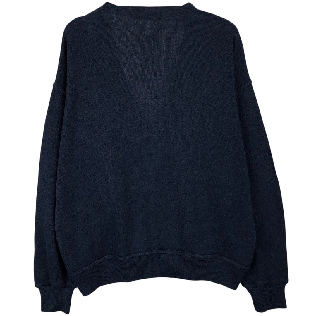 St.Michael wool x acrylic knit cardigan, made in England, men's size XL equivalent. wool navy blue type Vintage Second Hand