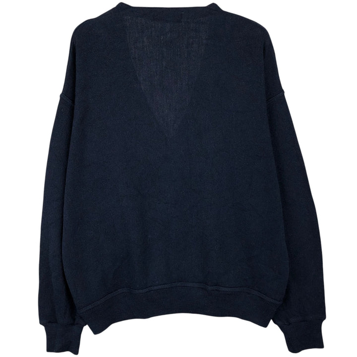 St.Michael wool x acrylic knit cardigan, made in England, men's size XL equivalent. wool navy blue type Vintage Second Hand