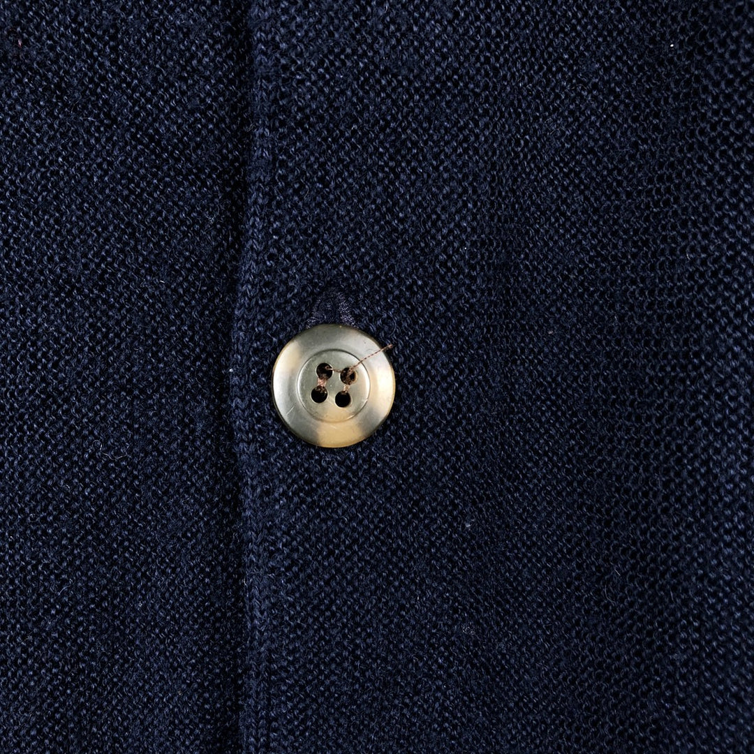 St.Michael wool x acrylic knit cardigan, made in England, men's size XL equivalent. wool navy blue type Vintage Second Hand