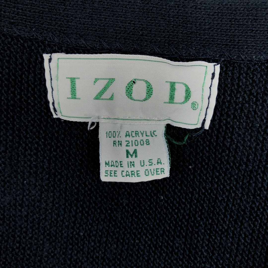 Vintage 90'S IZOD acrylic knit cardigan, made in the USA, size M, men's acrylic navy blue type Vintage Second Hand