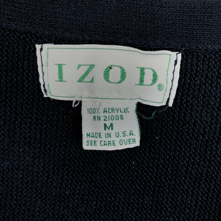 Vintage 90'S IZOD acrylic knit cardigan, made in the USA, size M, men's acrylic navy blue type Vintage Second Hand