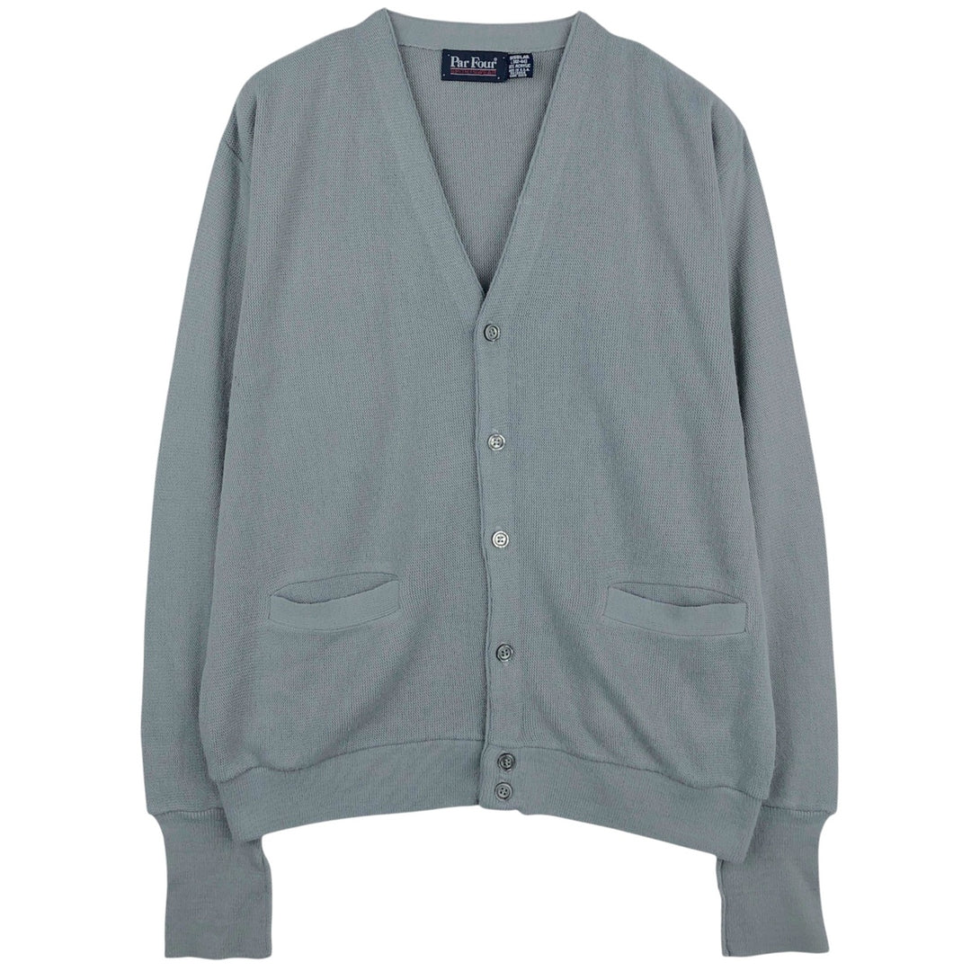 80s-90'S Par Four SPORTSWEAR Acrylic Knit Cardigan, Made in USA, Men's Size L (Equivalent), Vintage acrylic gray type Vintage Second Hand