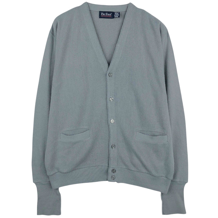 80s-90'S Par Four SPORTSWEAR Acrylic Knit Cardigan, Made in USA, Men's Size L (Equivalent), Vintage acrylic gray type Vintage Second Hand