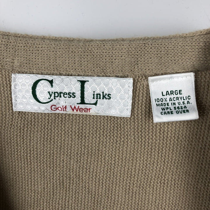 Cypress Links Acrylic Knit Cardigan, Made in USA, Men's Size L acrylic Beige type Vintage Second Hand