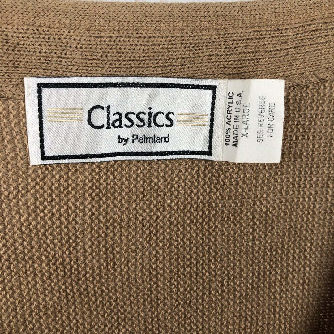 90'S PALMLAND CLASSICS Acrylic Knit Cardigan, Made in USA, Men's XL equivalent, Vintage acrylic beige type brown Vintage Second Hand