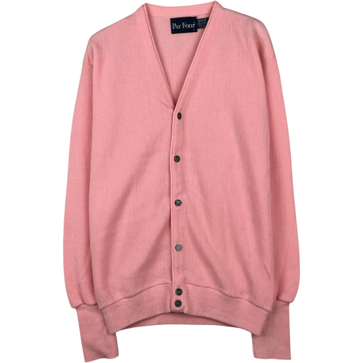 Par Four Acrylic Knit Cardigan, Made in USA, Men's Size M acrylic pink type Vintage Second Hand