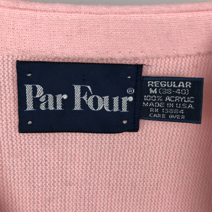 Par Four Acrylic Knit Cardigan, Made in USA, Men's Size M acrylic pink type Vintage Second Hand