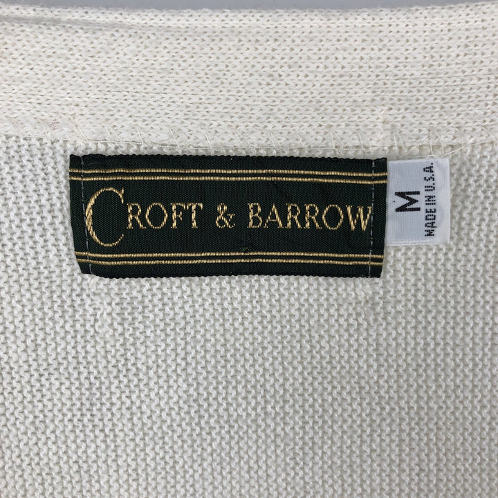 90s-00'S CROFT and BARROW cotton knit cardigan, made in USA, men's size M equivalent. cotton white type Vintage Second Hand