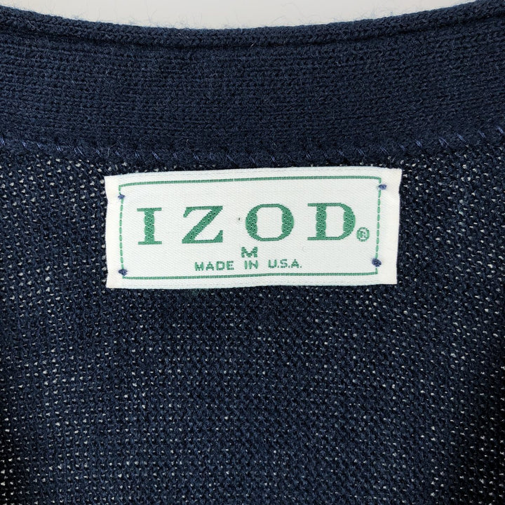 90'S IZOD Acrylic Knit Cardigan Made in USA Men's M Size Vintage acrylic navy blue type Vintage Second Hand