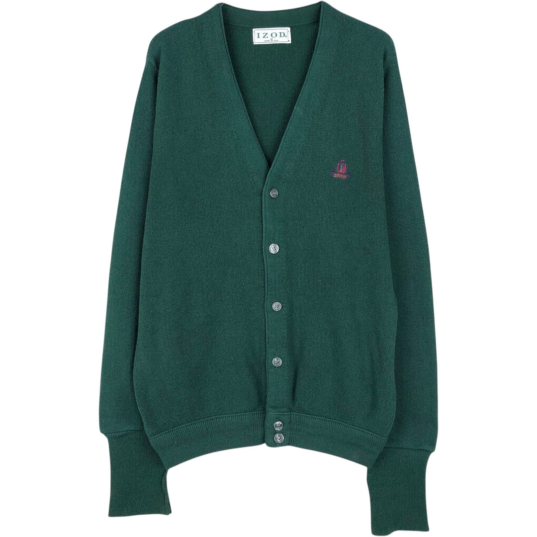90'S IZOD Acrylic Knit Cardigan Made in USA Men's M Size Vintage acrylic green type Vintage Second Hand