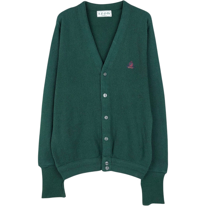 90'S IZOD Acrylic Knit Cardigan Made in USA Men's M Size Vintage acrylic green type Vintage Second Hand