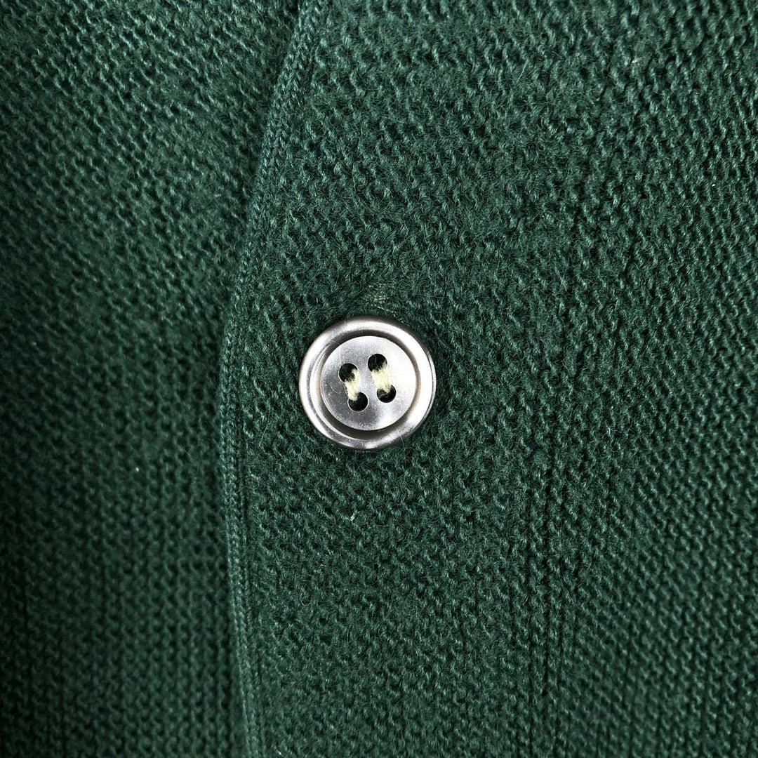 90'S IZOD Acrylic Knit Cardigan Made in USA Men's M Size Vintage acrylic green type Vintage Second Hand