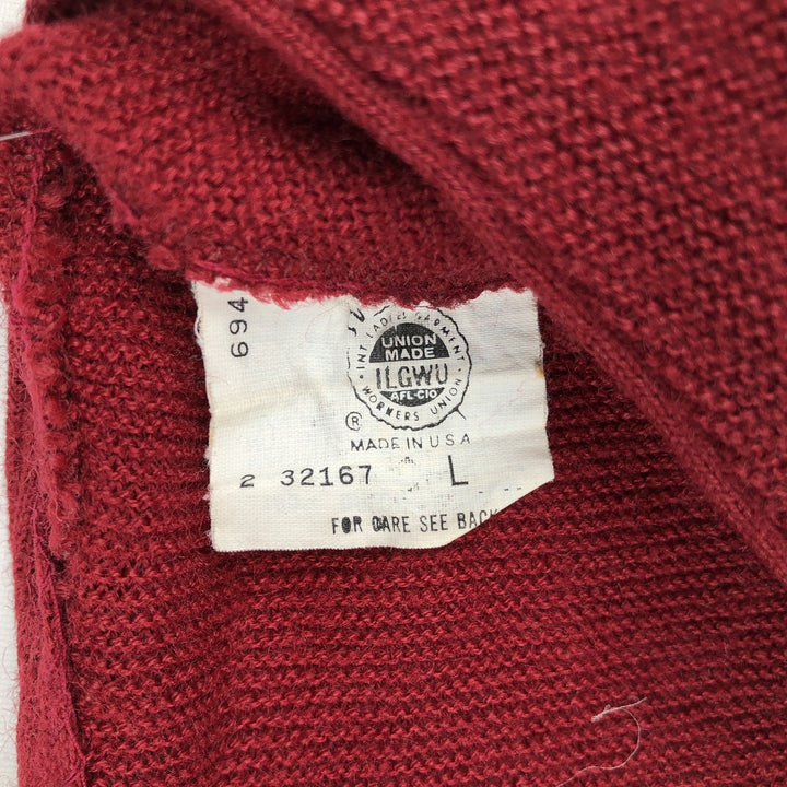 70s-80'S ROBERT BRUCE ARNOLD PALMER Acrylic Knit Cardigan, Made in USA, Men's Size L (Equivalent), Vintage Oron Acrylic bordeaux Vintage Second Hand