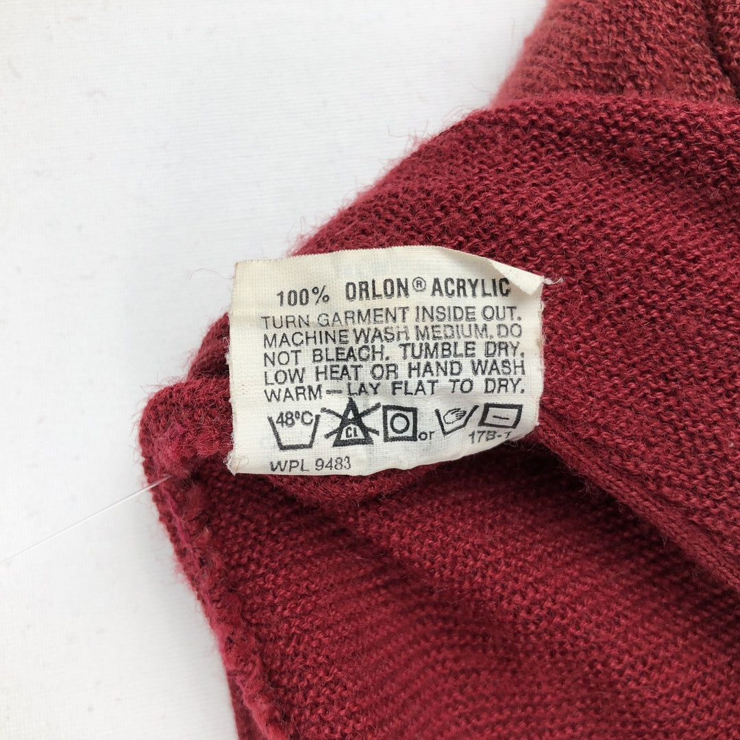 70s-80'S ROBERT BRUCE ARNOLD PALMER Acrylic Knit Cardigan, Made in USA, Men's Size L (Equivalent), Vintage Oron Acrylic bordeaux Vintage Second Hand
