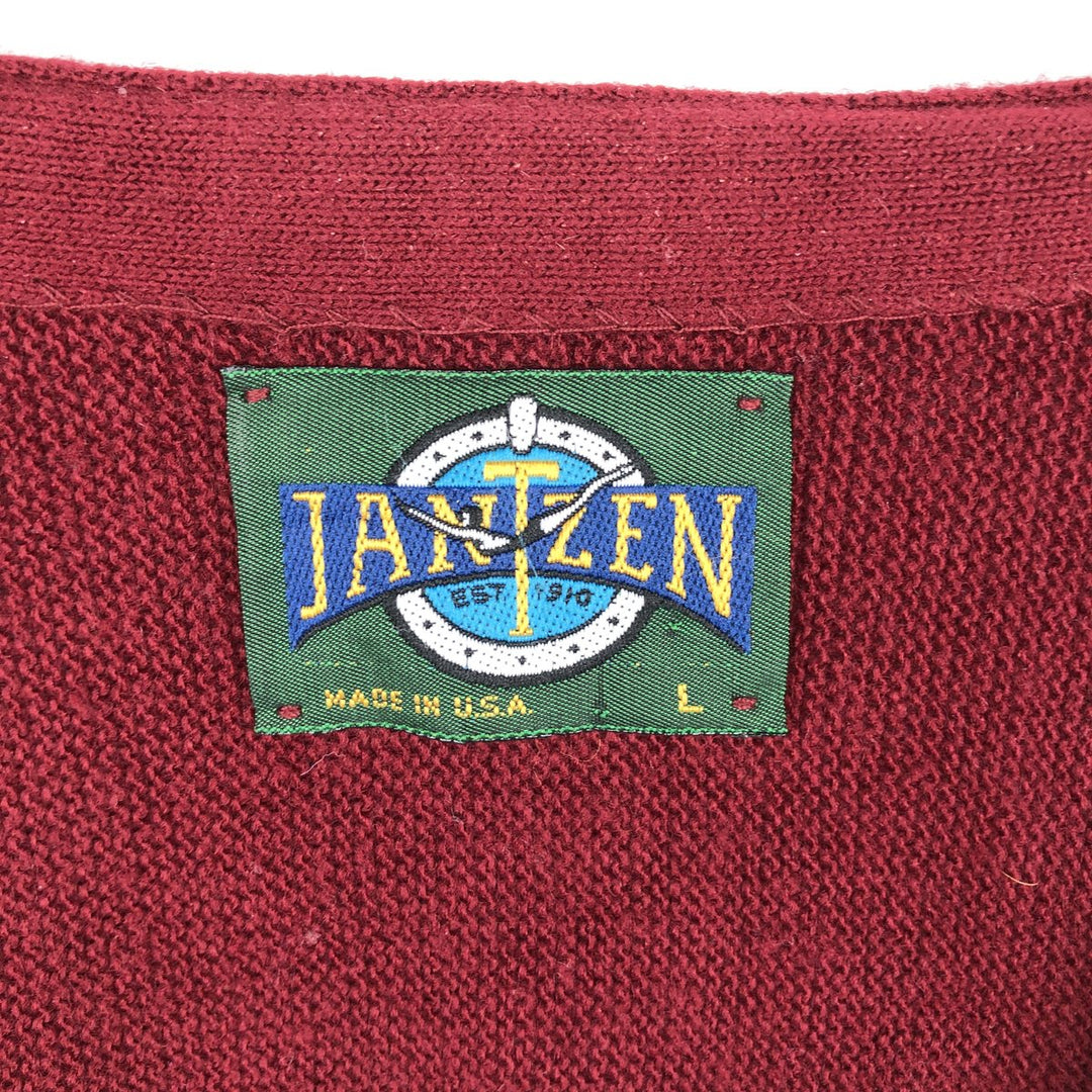 Vintage 1980'S Jantzen knit cardigan, made in the USA, size L, men's unclear bordeaux Vintage Second Hand