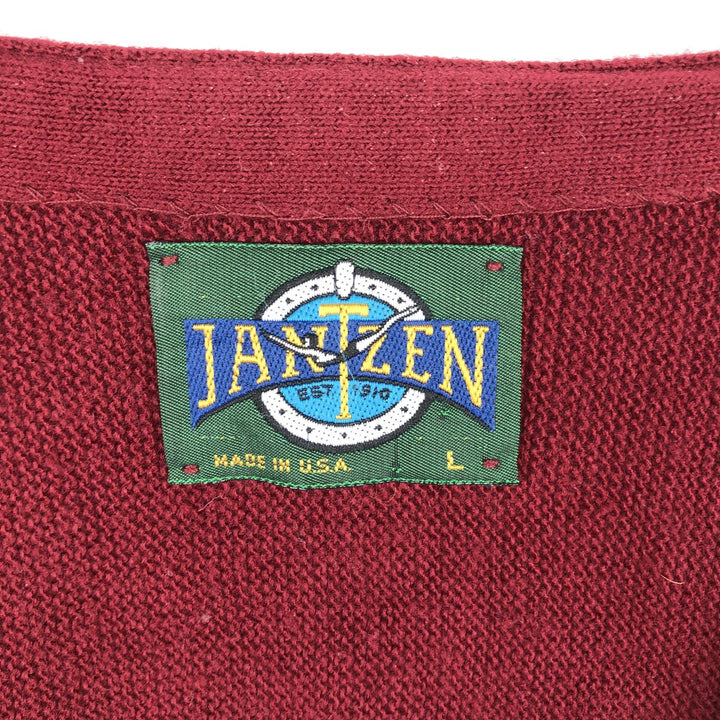 Vintage 1980'S Jantzen knit cardigan, made in the USA, size L, men's unclear bordeaux Vintage Second Hand