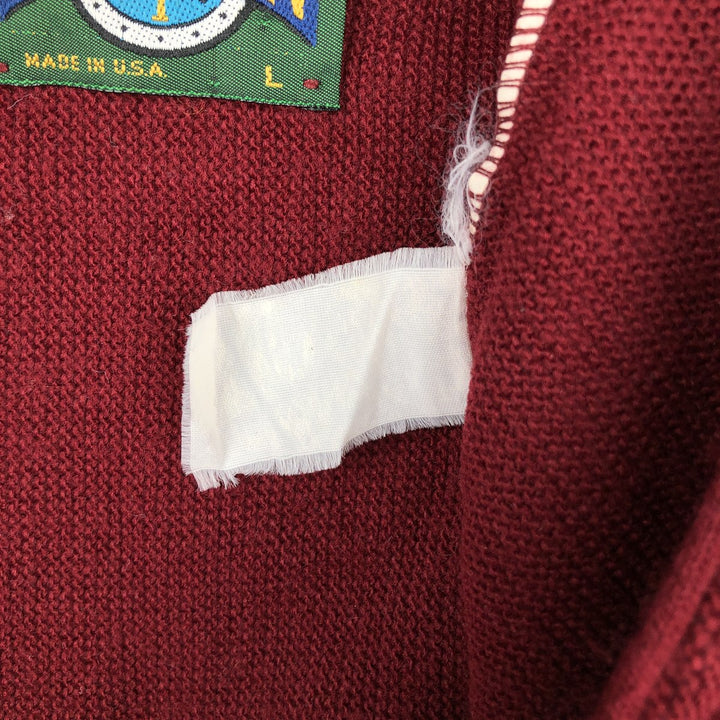 Vintage 1980'S Jantzen knit cardigan, made in the USA, size L, men's unclear bordeaux Vintage Second Hand