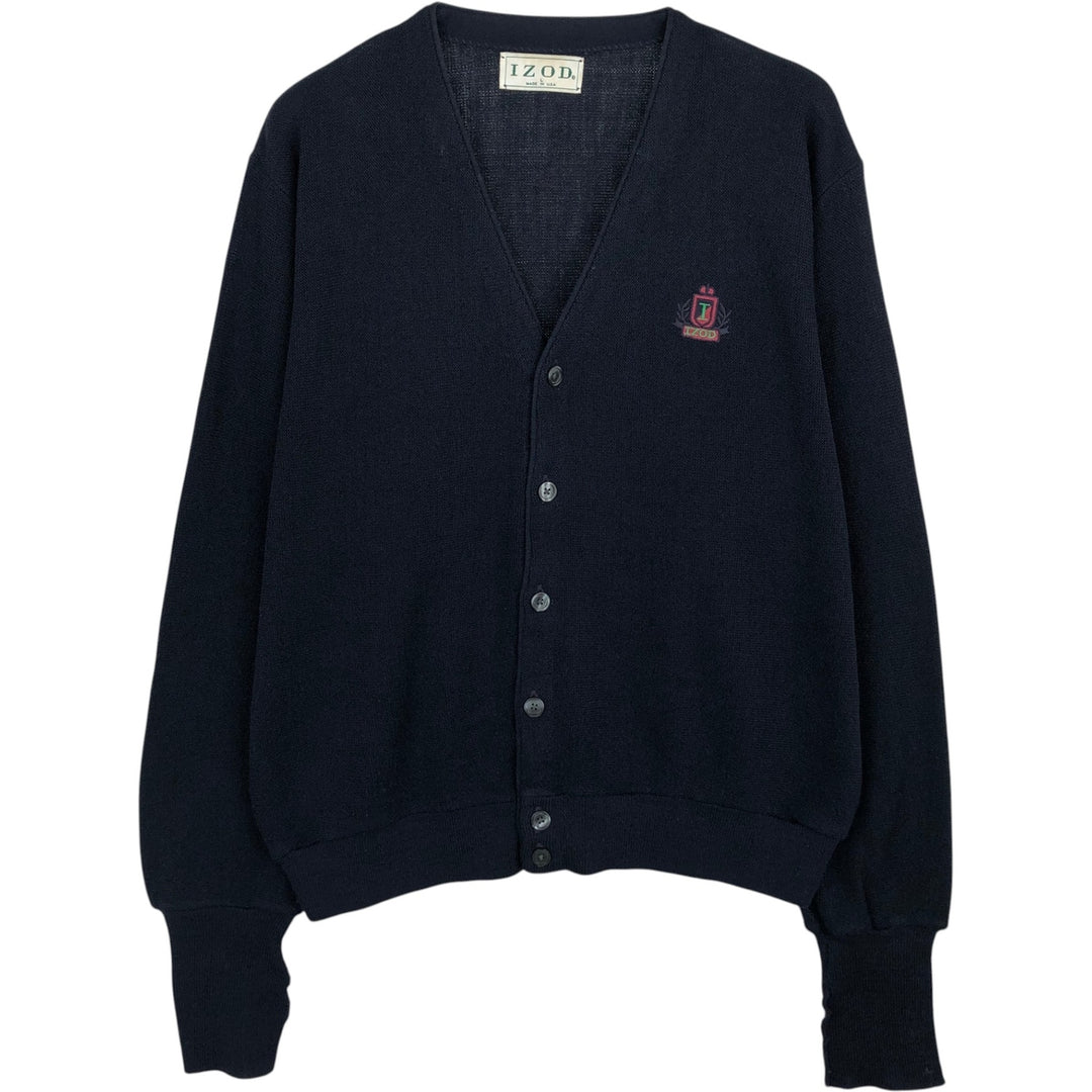 90'S IZOD acrylic knit cardigan, made in the USA, men's size L, vintage acrylic navy blue type Vintage Second Hand