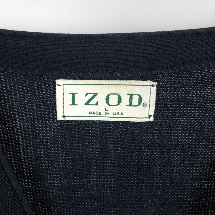 90'S IZOD acrylic knit cardigan, made in the USA, men's size L, vintage acrylic navy blue type Vintage Second Hand