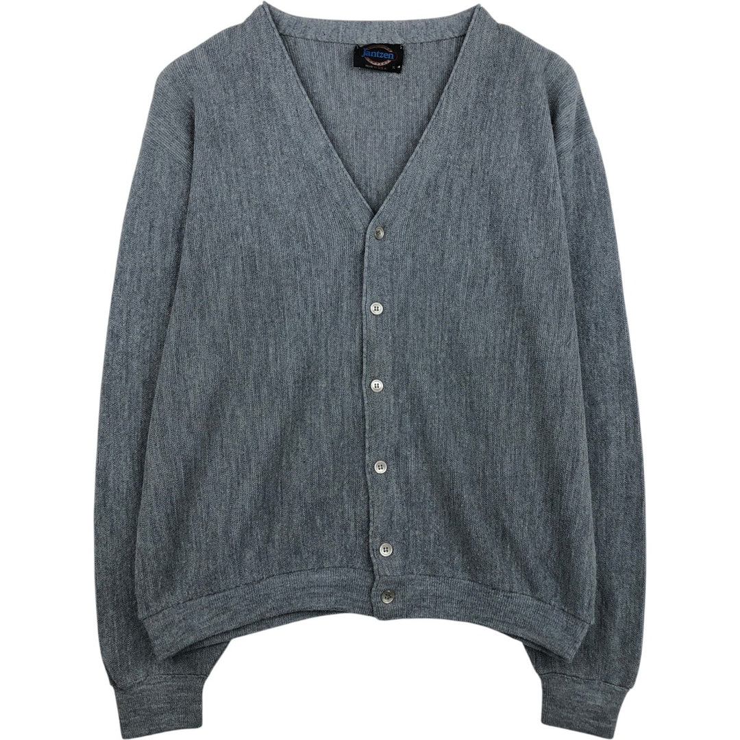 80s-90'S Jantzen Acrylic Knit Cardigan, Made in USA, Men's Size XL (Equivalent), Vintage Oron Acrylic gray type Vintage Second Hand
