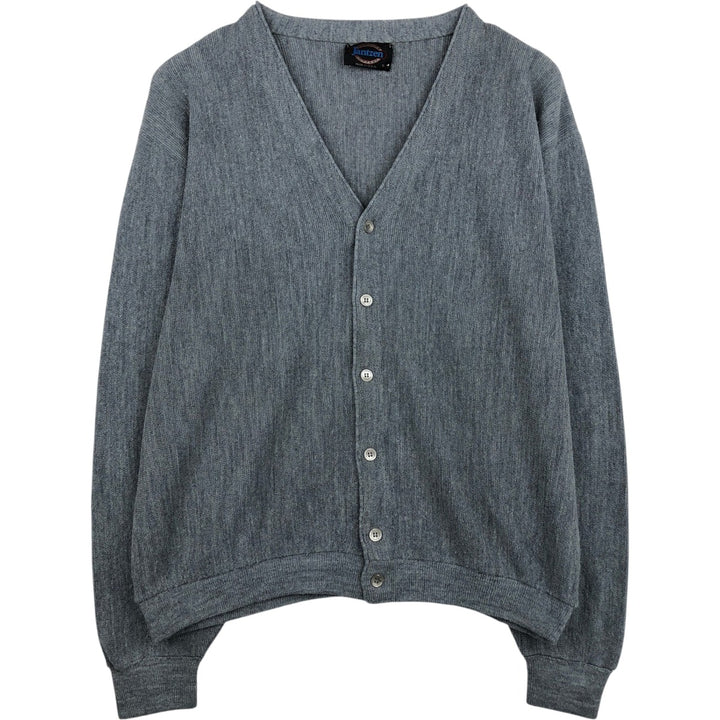 80s-90'S Jantzen Acrylic Knit Cardigan, Made in USA, Men's Size XL (Equivalent), Vintage Oron Acrylic gray type Vintage Second Hand
