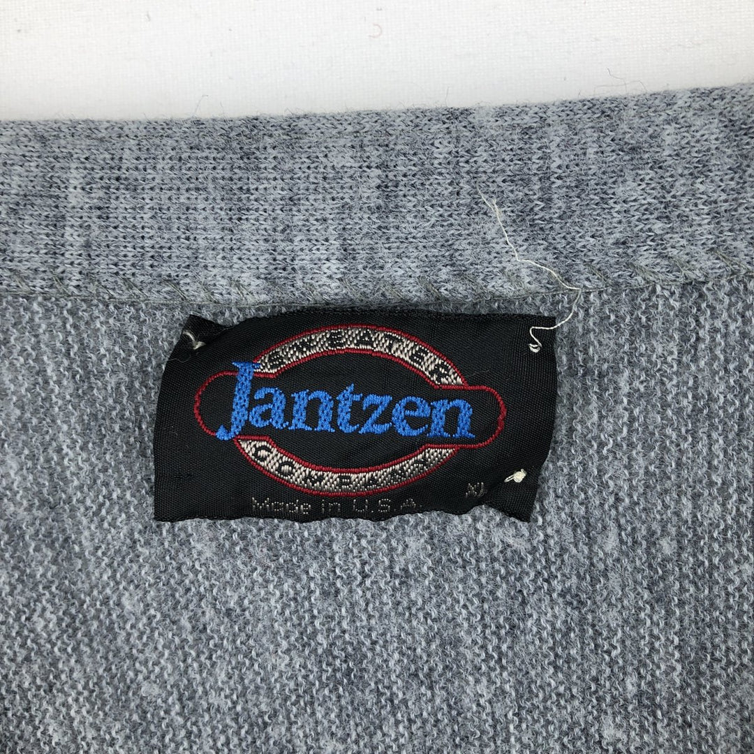 80s-90'S Jantzen Acrylic Knit Cardigan, Made in USA, Men's Size XL (Equivalent), Vintage Oron Acrylic gray type Vintage Second Hand