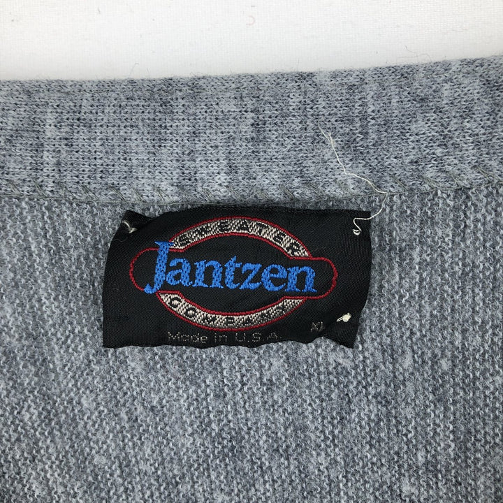 80s-90'S Jantzen Acrylic Knit Cardigan, Made in USA, Men's Size XL (Equivalent), Vintage Oron Acrylic gray type Vintage Second Hand
