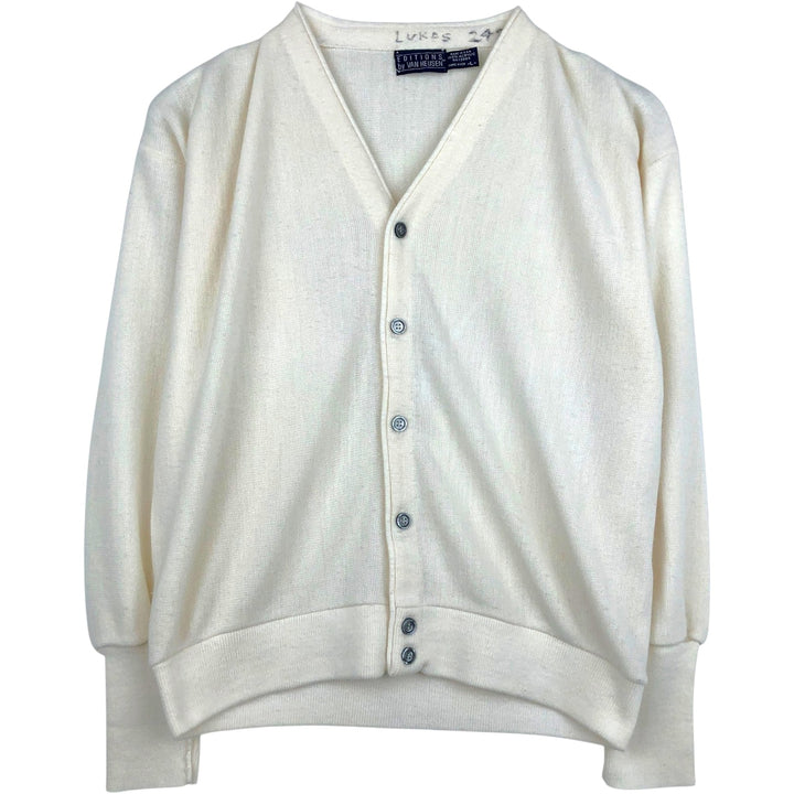 90'S Vintage Van Heusen Acrylic Knit Cardigan, Made in USA, Men's Size L acrylic pale white type Vintage Second Hand