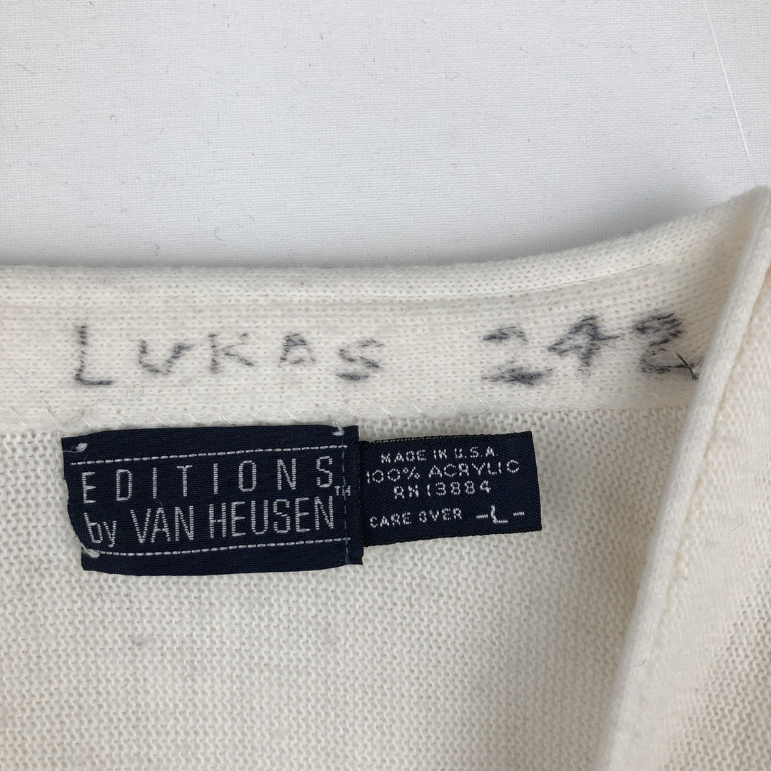 90'S Vintage Van Heusen Acrylic Knit Cardigan, Made in USA, Men's Size L acrylic pale white type Vintage Second Hand