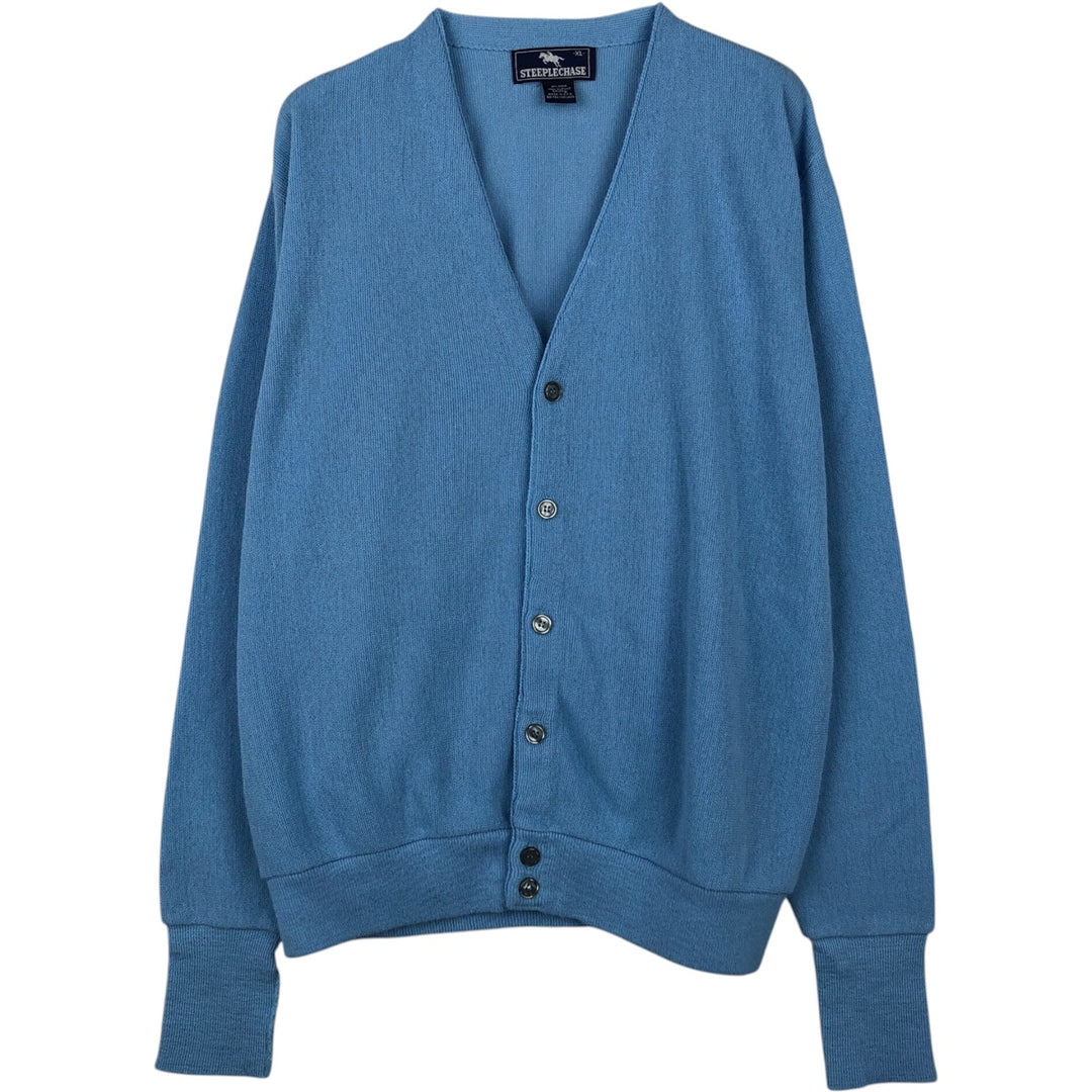 STEEPLECHASE Acrylic Knit Cardigan, Made in USA, Men's XL equivalent, Vintage. Oron Acrylic Blue type light blue Vintage Second Hand