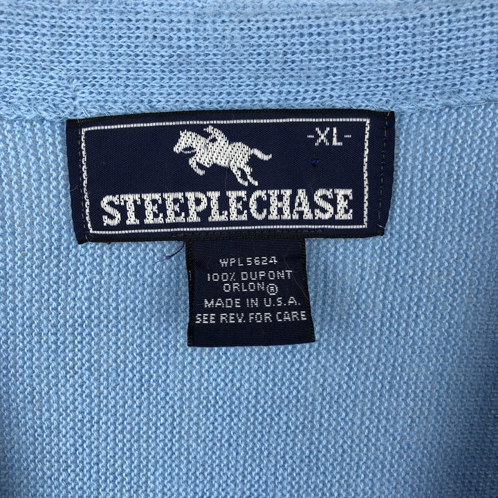 STEEPLECHASE Acrylic Knit Cardigan, Made in USA, Men's XL equivalent, Vintage. Oron Acrylic Blue type light blue Vintage Second Hand