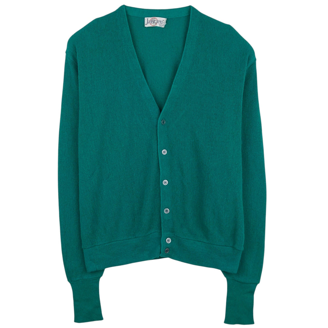Vintage 80s-90'S Jantzen knit cardigan, made in the USA, size L, men's unclear Emerald green Vintage Second Hand