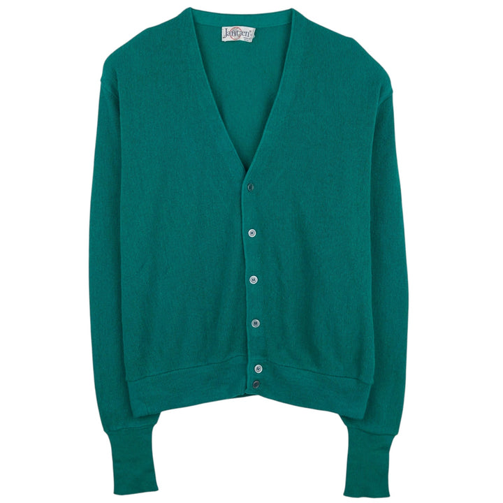 Vintage 80s-90'S Jantzen knit cardigan, made in the USA, size L, men's unclear Emerald green Vintage Second Hand