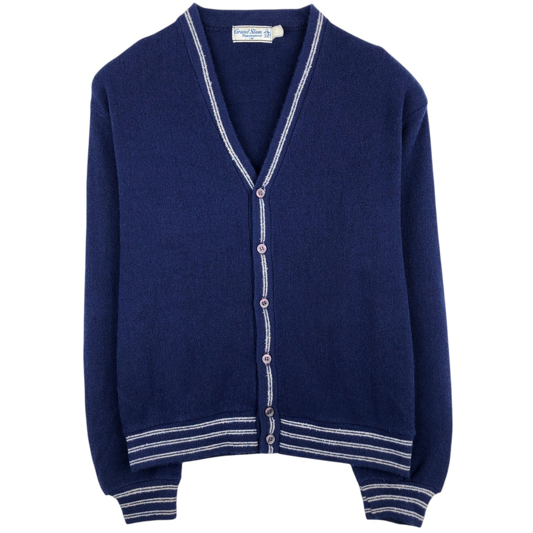 70s-80'S Munsingwear Gland Slam knit cardigan, men's size M equivalent, vintage. unclear navy blue type Vintage Second Hand