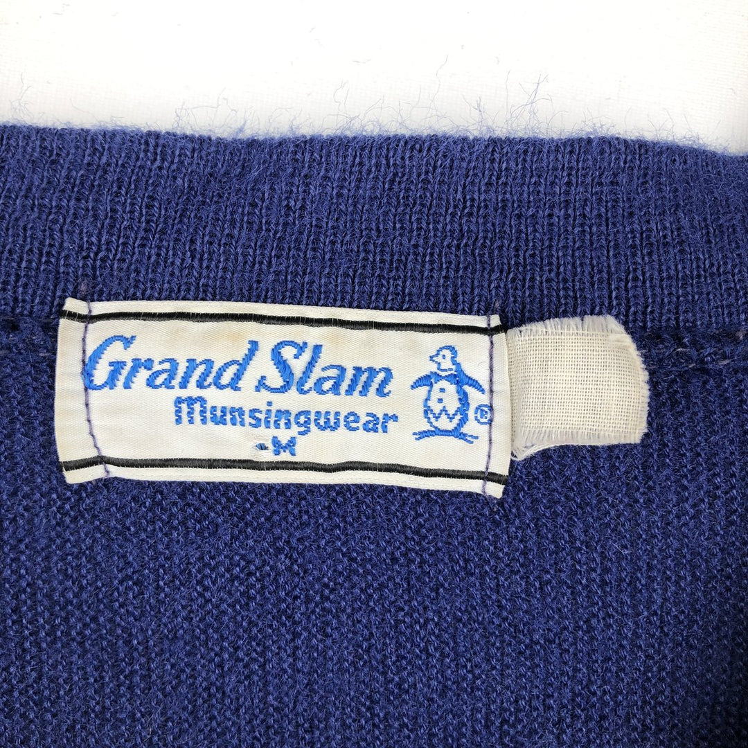 70s-80'S Munsingwear Gland Slam knit cardigan, men's size M equivalent, vintage. unclear navy blue type Vintage Second Hand