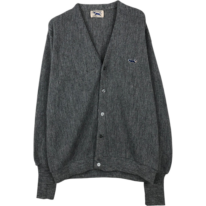 70'S JCPenney THE FOX Sweater Acrylic Knit Cardigan Men's Size L Vintage Oron Acrylic gray type Vintage Second Hand